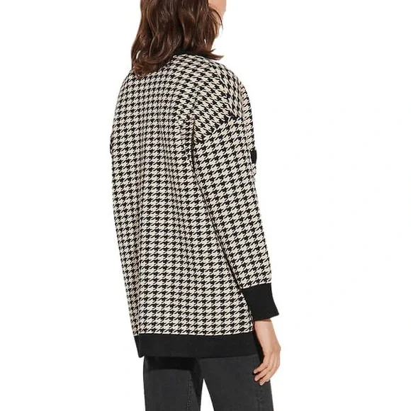 *NWOT Sandro Long houndstooth coatigan in black/ecru